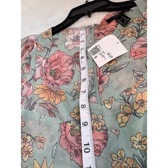 New Forever 21 Women's Size S Floral Print Cutout Waist Long-Sleeve Mini Dress - Picture 4 of 12